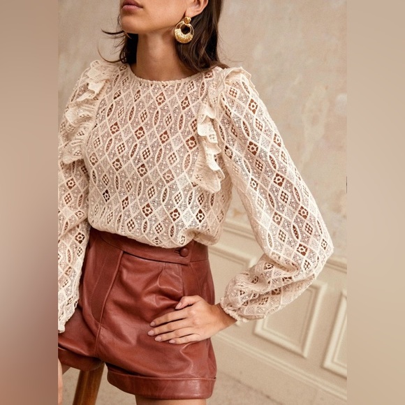 Sézane Lace Blouse in Cream - Picture 5 of 13
